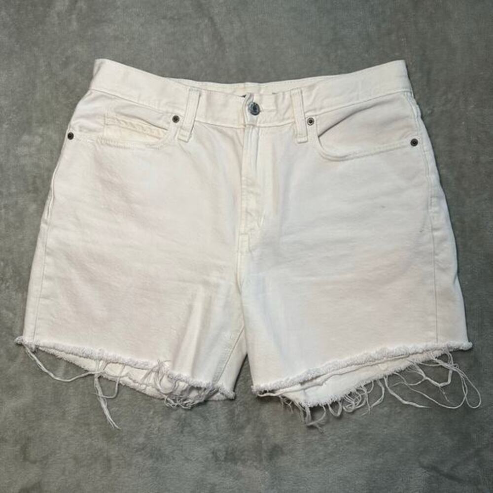 Old Navy High Rise Slouchy Jean Shorts‎ Size 8 White Cut Off Frayed Denim Summer